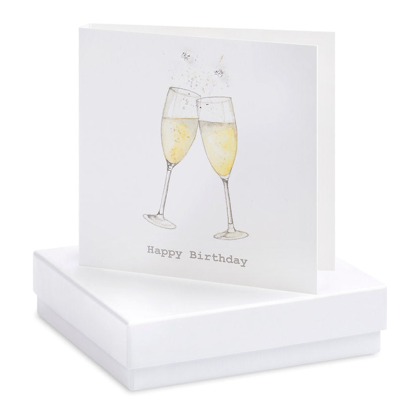 Boxed Champagne Glasses Silver Earring Card