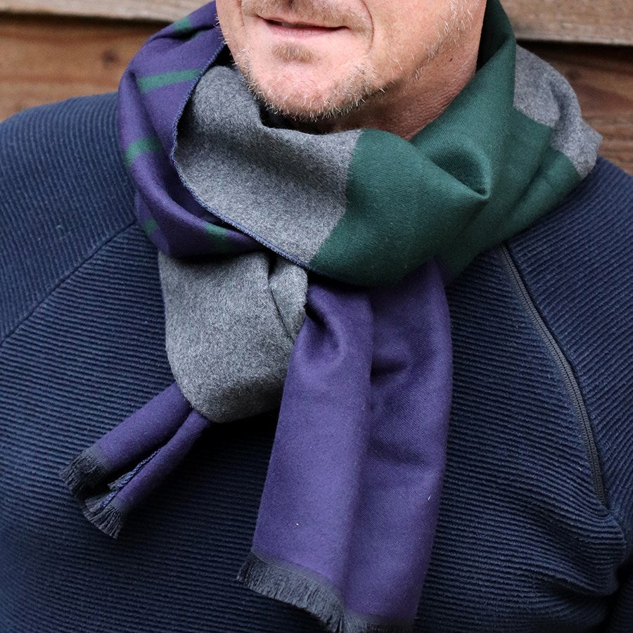 Men's Grey Green & Blue Soft Winter Scarf