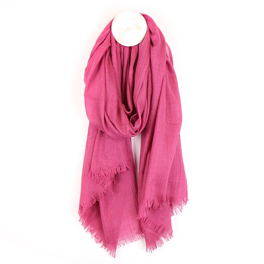 Raspberry Fringed Scarf