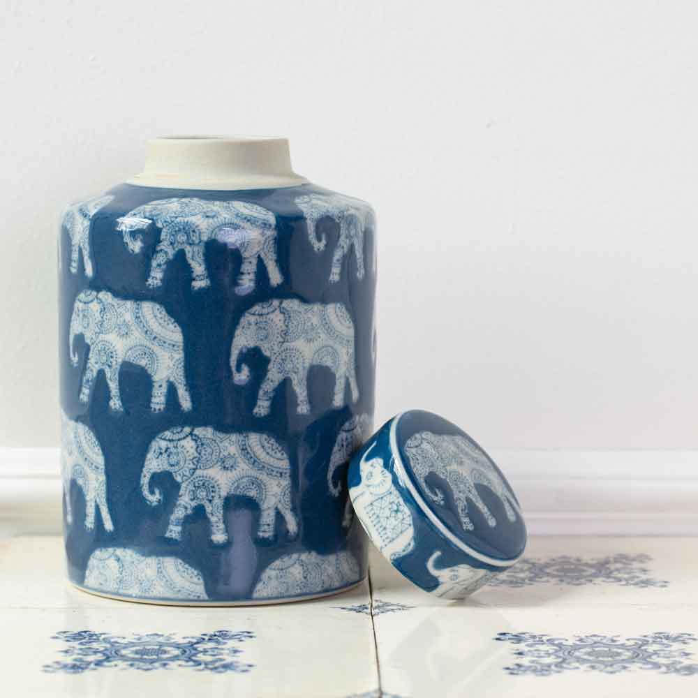 Ginger Jar Indigo L’Elephant