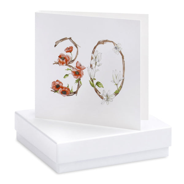 Boxed 30th Birthday Silver Earring Card