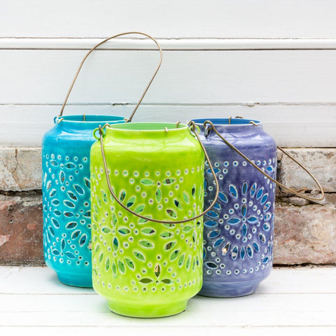 Moroccan Cut-Out Lantern Turquoise