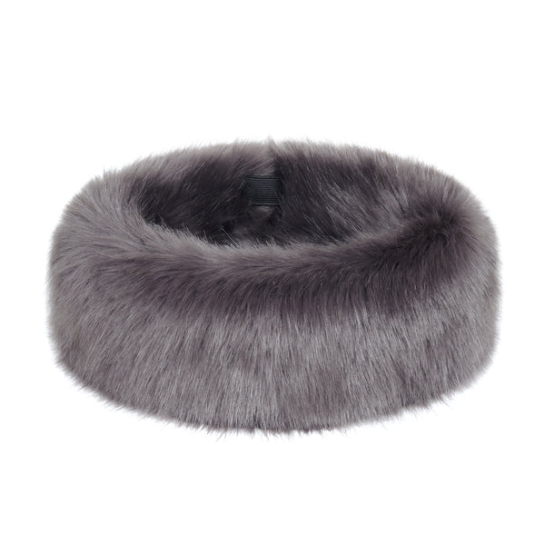 Grey Steel Faux Fur Huff