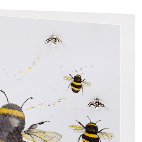 Boxed Bumble Bee Silver Earring Card