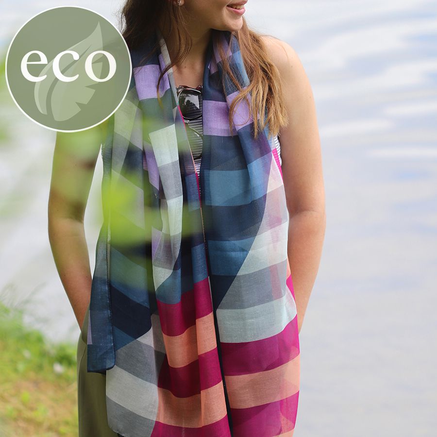 Recycled Magenta Mix Colour Block Scarf