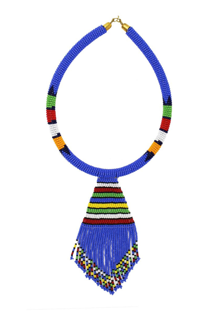 Blue Nala Beaded Maasai Necklace