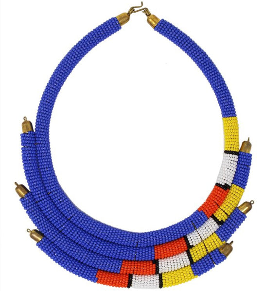 Blue Isolo Beaded Maasai Necklace
