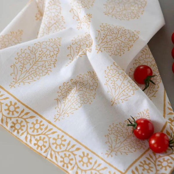 Saffron Cotton Hand Block Print Napkins