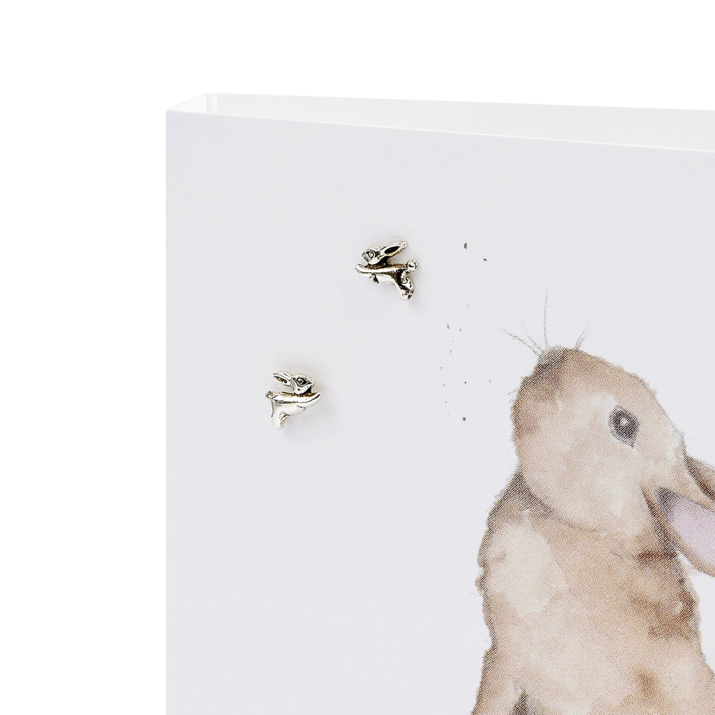 Boxed Bertie Bunny Silver Earring Card