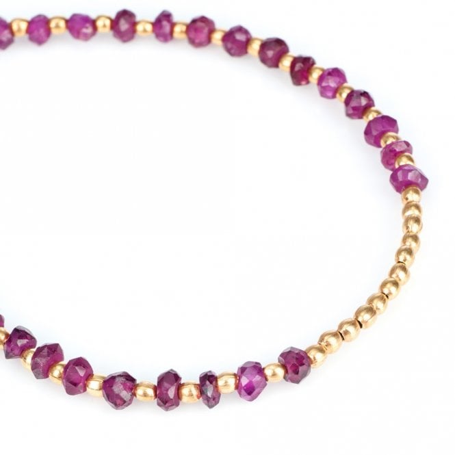 Gold Plated Garnet Sun Disc Bracelet