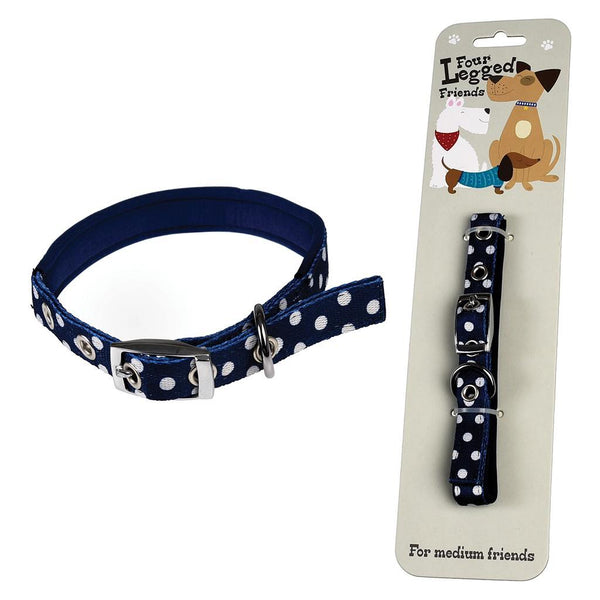 Medium Blue Polka Dot Dog Collar