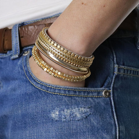 Gold Multi Strand Chain & Bead Bracelet