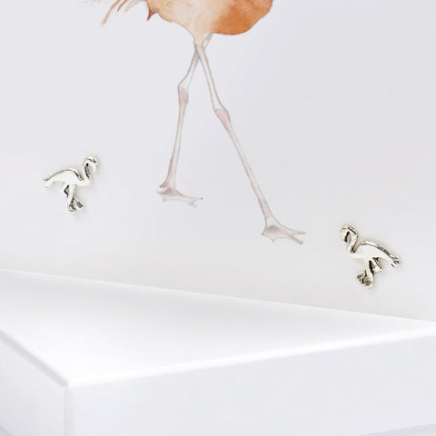 Boxed Flamingo Silver Earring Card