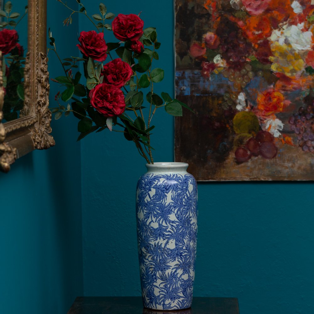 Large Blue Leaf Vase