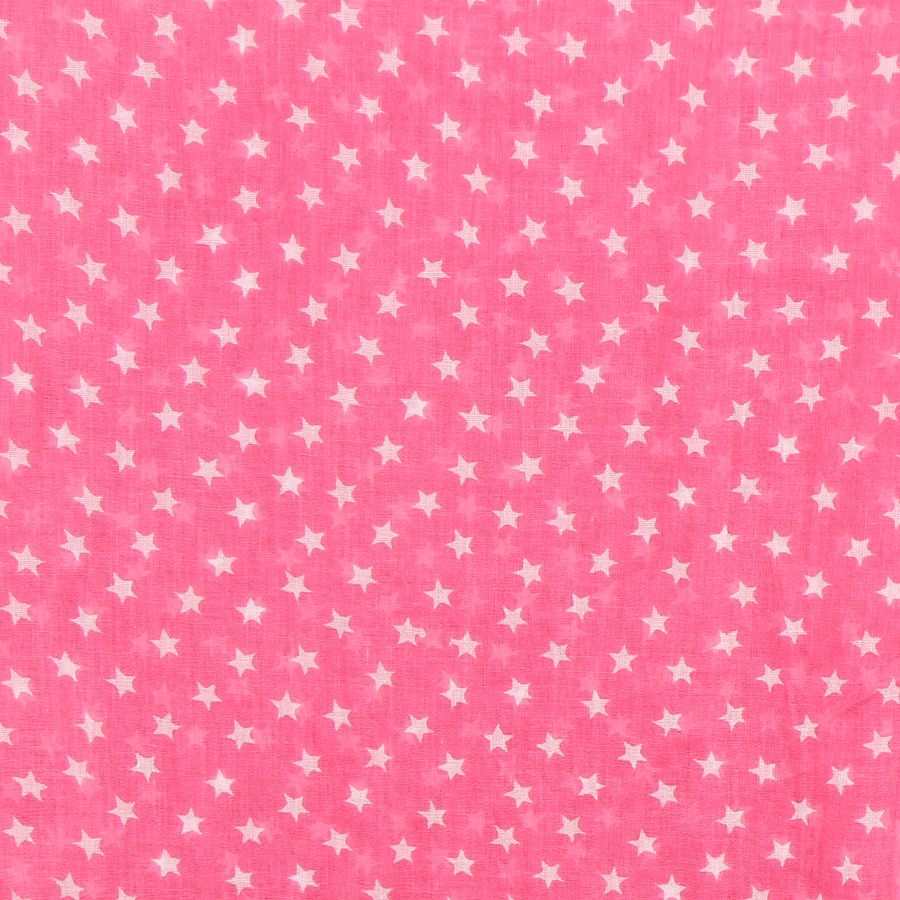 Pink Cotton Scarf With White Star Print