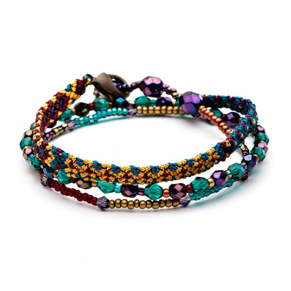 Maroc Elki Macrame Crystal Wrap Bracelet