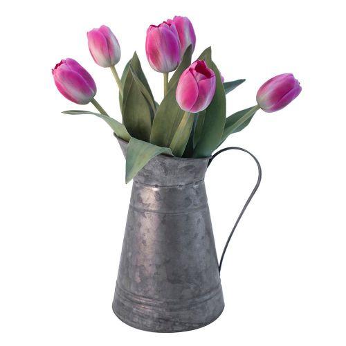 Pink Faux Tulips & Zinc Jug