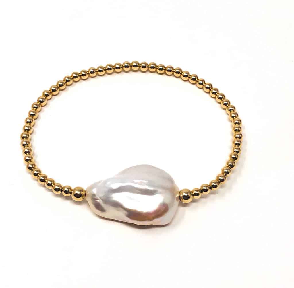 Gold Keshi Pearl Stretch Bracelet