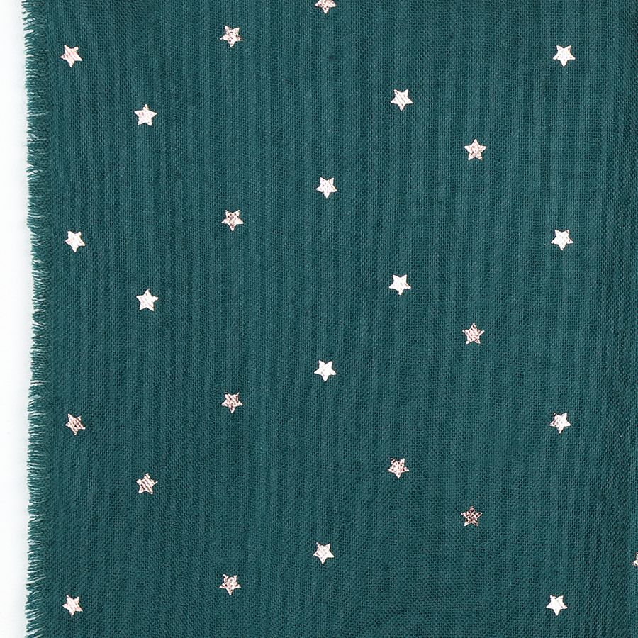 Green Teal Scarf With Rose Gold Stars