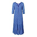 Marina Blue Crystal Organic Cotton Embroidered Midi Dress