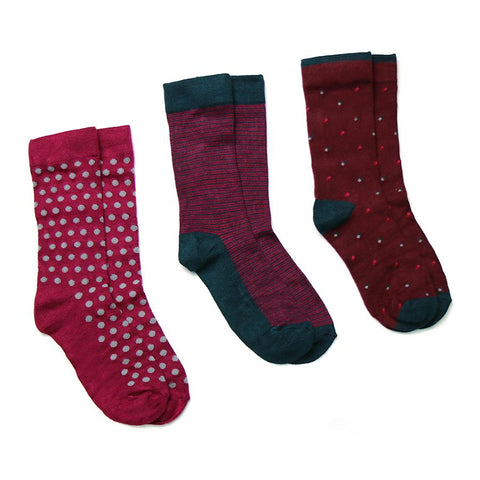 Men’s Red & Green Mix Bamboo Sock Trio