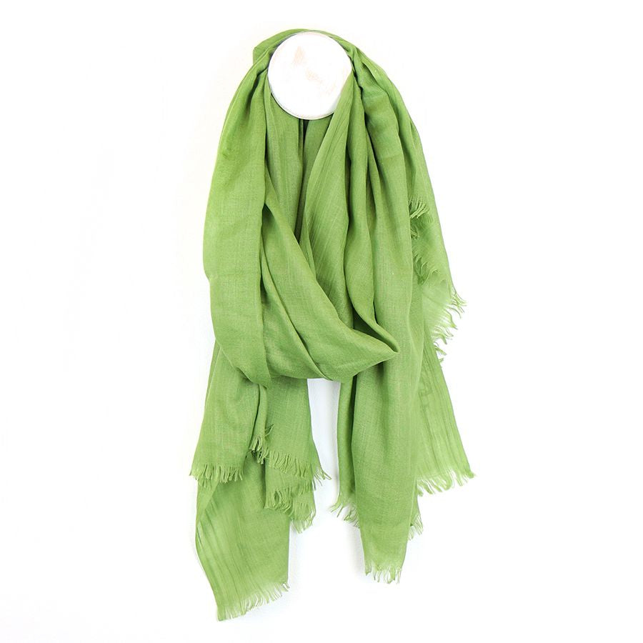 Lime Green Fringed Scarf
