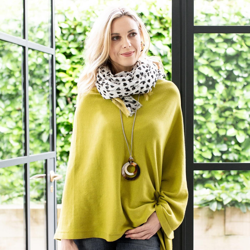 Lime Cotton Fine Knit Poncho