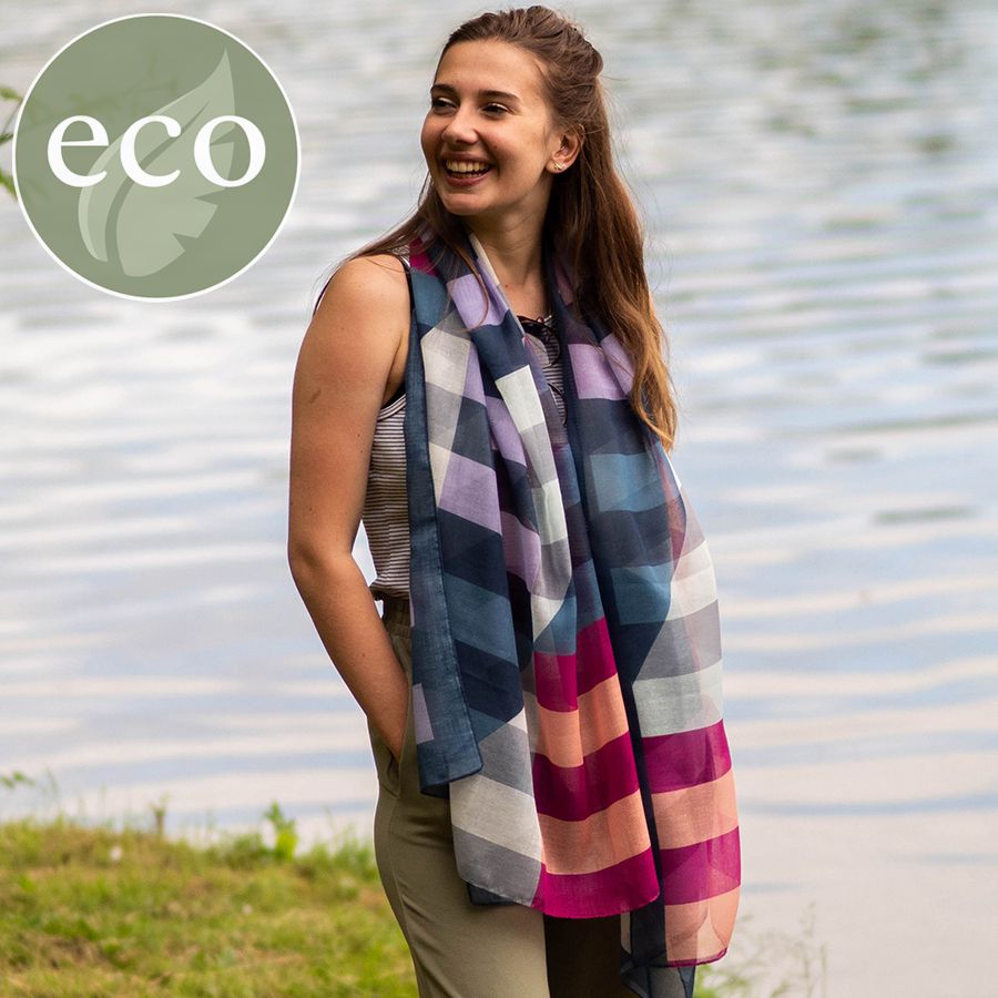 Recycled Magenta Mix Colour Block Scarf