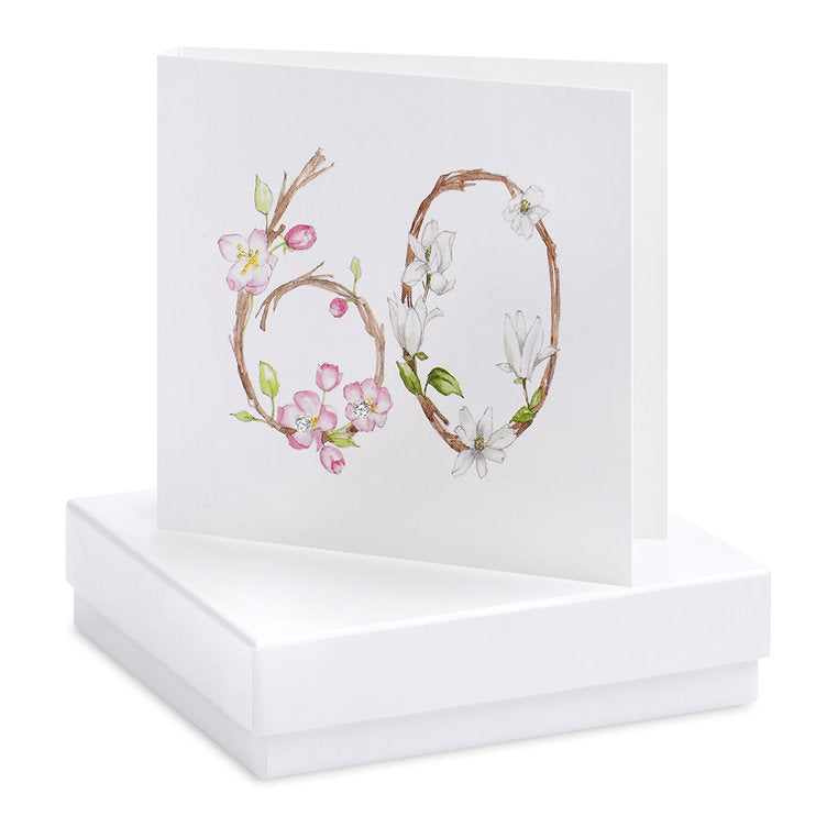 Boxed 60th Birthday Silver Earring Card