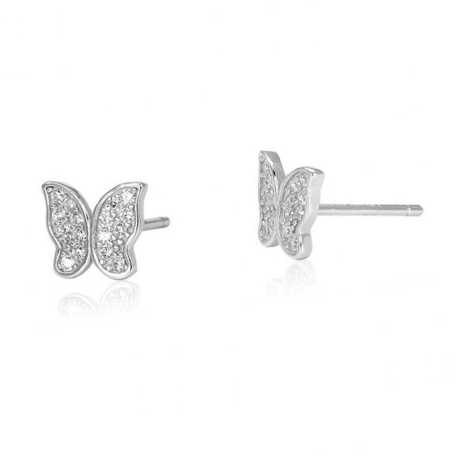 Silver Freedom Fly Stud Earrings