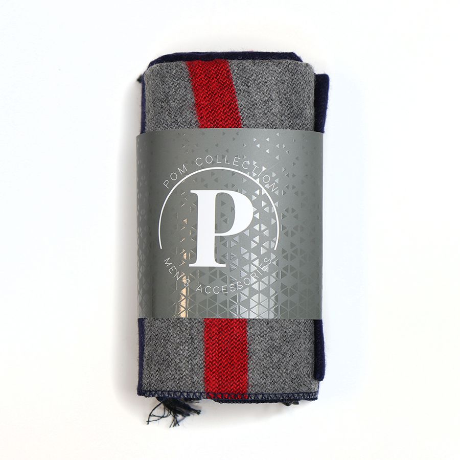 Men's Grey, Blue & Red Soft Striped Winter Scarf