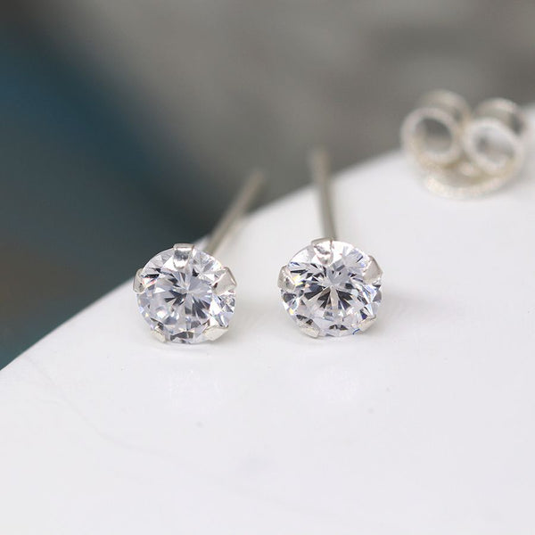 Sterling Silver Crystal Stud Earrings