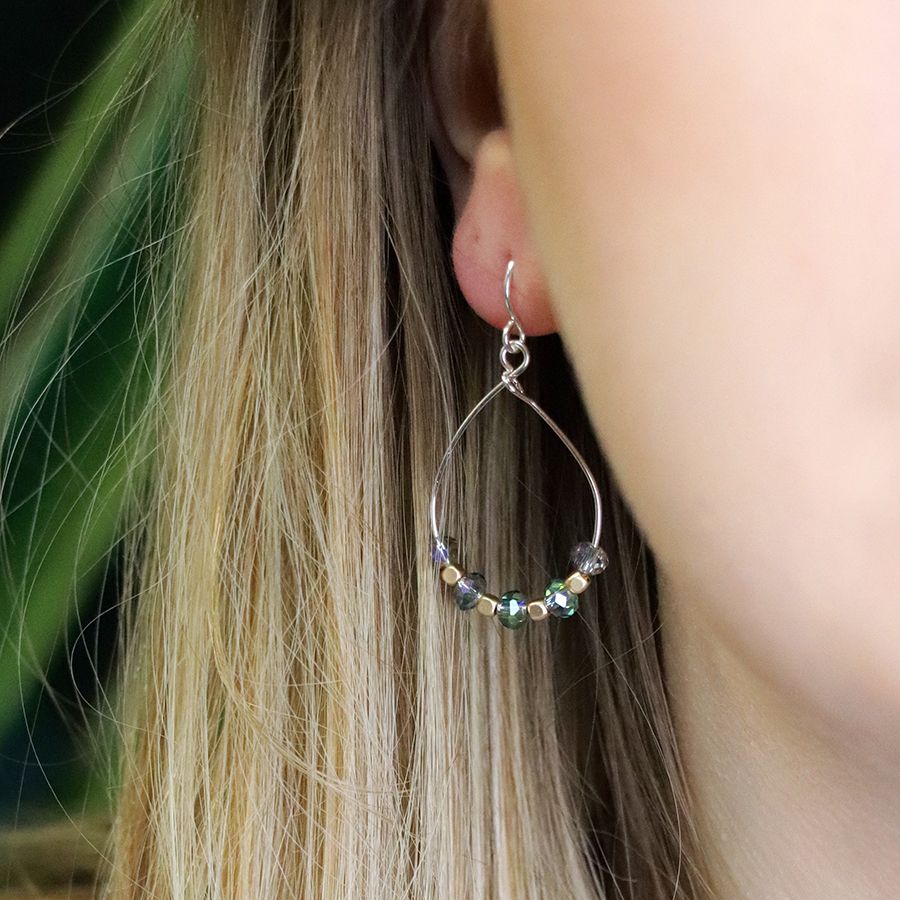 Silver Plated Teardrop Beaded Earrings