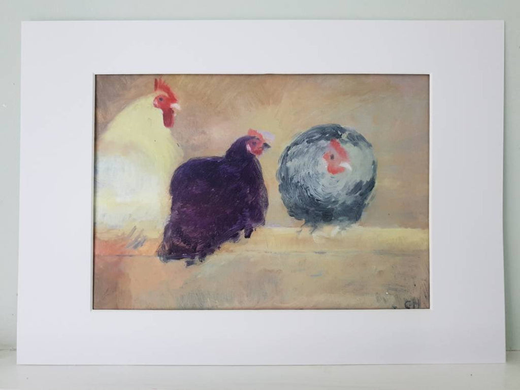 Chickens Roosting Print