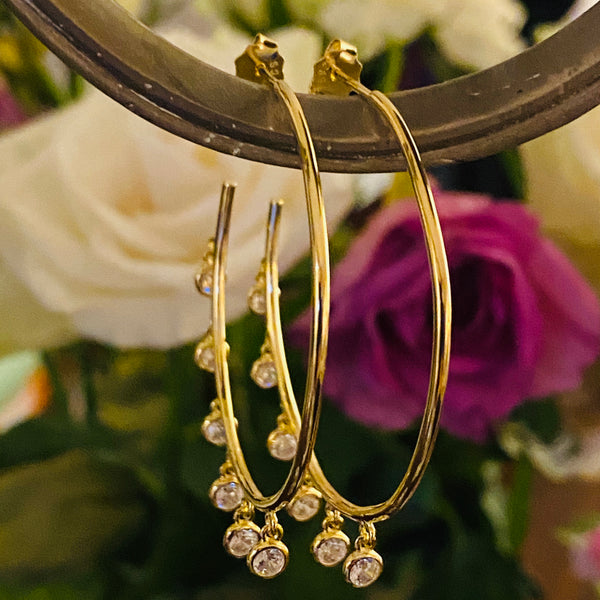 Gold Cubic Zircon Hoop Earrings