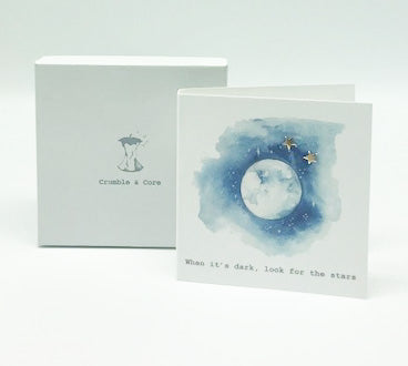 Boxed Moon & Stars Silver Earring Card