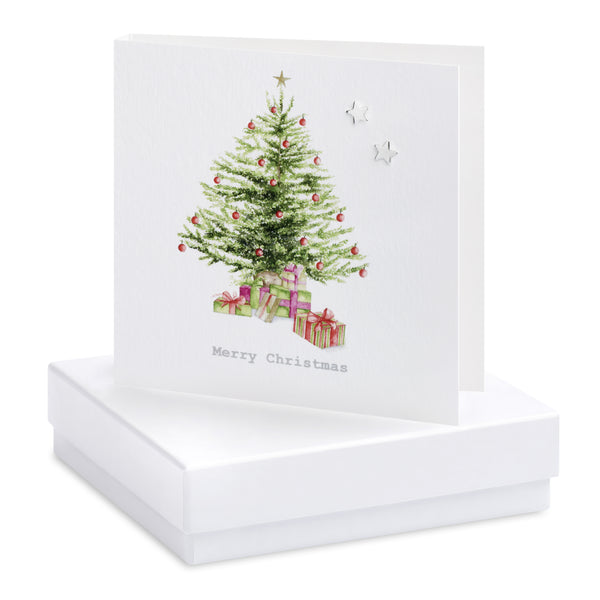 Boxed Christmas Tree Silver Earring Card