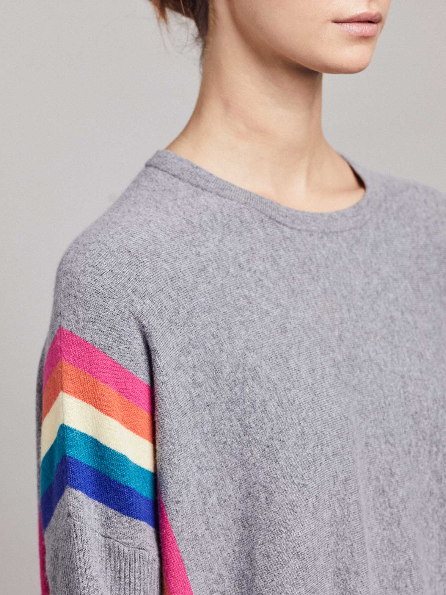Grey jumper rainbow sleeves store