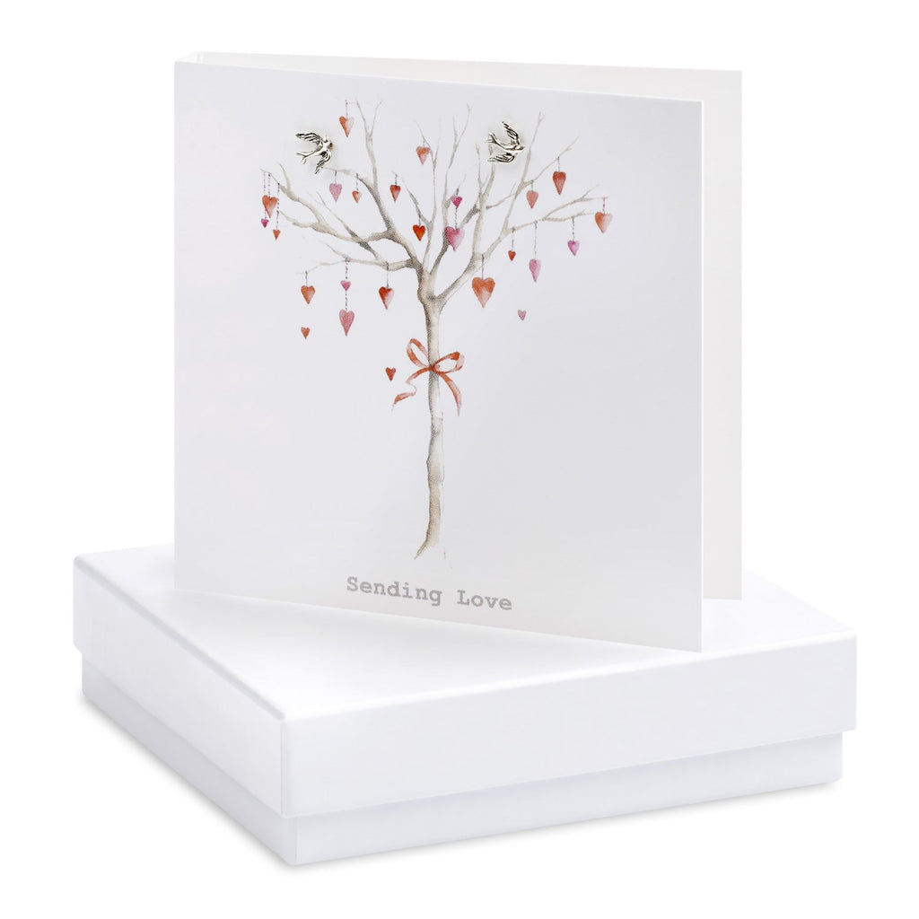 Boxed Heart Tree Silver Earring Card