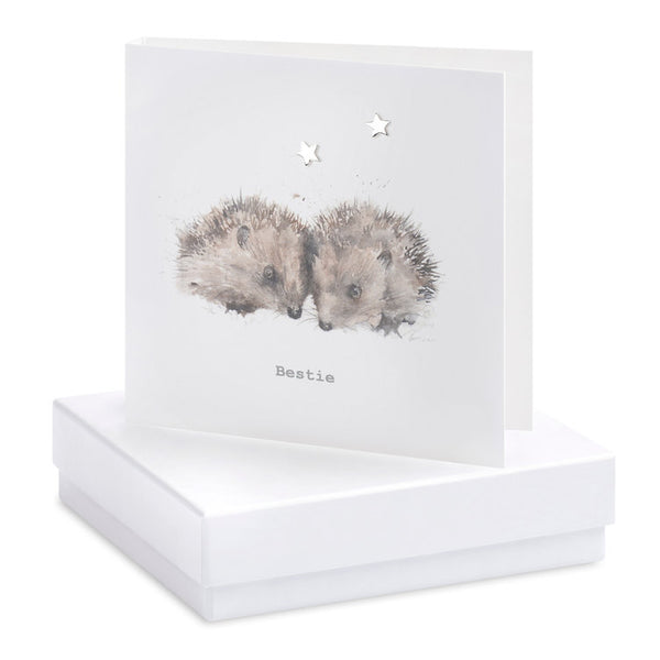 Boxed Bestie Hedgehog Silver Earring Card