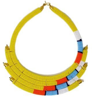 Yellow Isolo Beaded Maasai Necklace