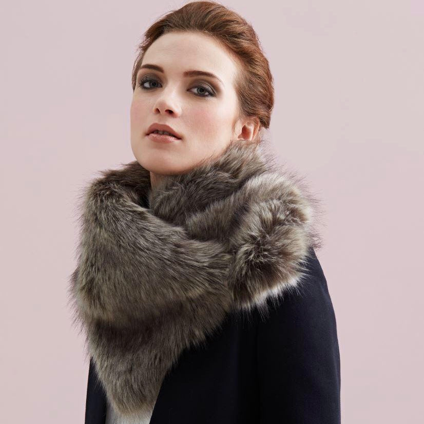 Truffle Asymmetric Faux Fur Scarf