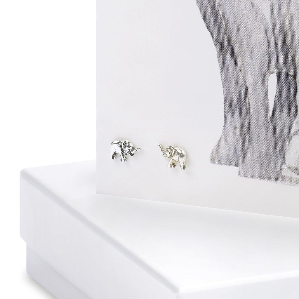 Boxed Elephant Silver Earring Card