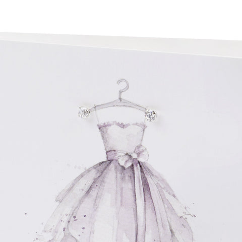 Boxed Party Happy Birthday Dress Silver Earring Card