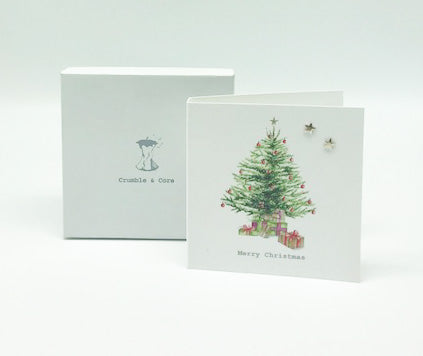 Boxed Christmas Tree Silver Earring Card