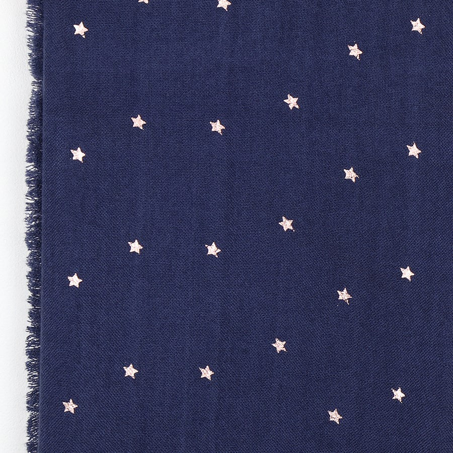 Navy Blue Scarf With Rose Gold Stars