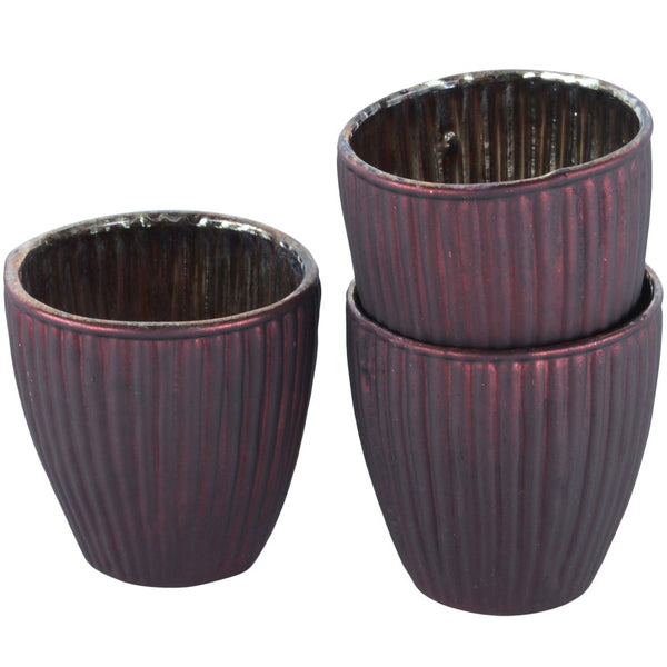 Dark Red Ribbed Beaker Votive Small