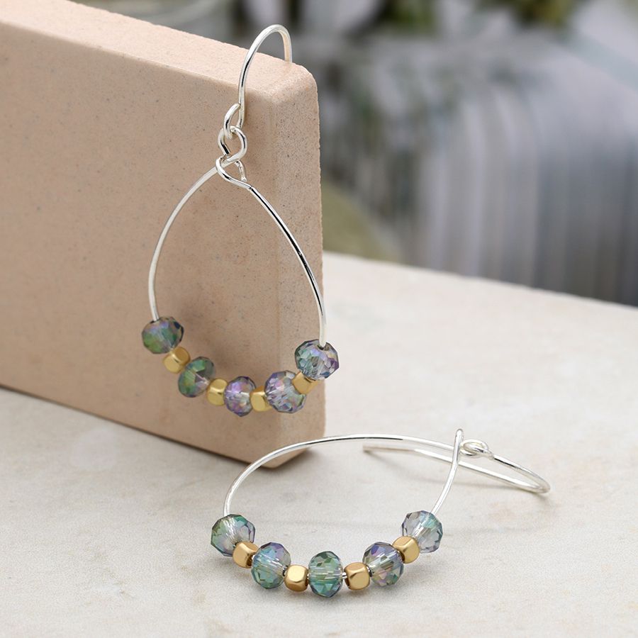 Silver Plated Teardrop Beaded Earrings