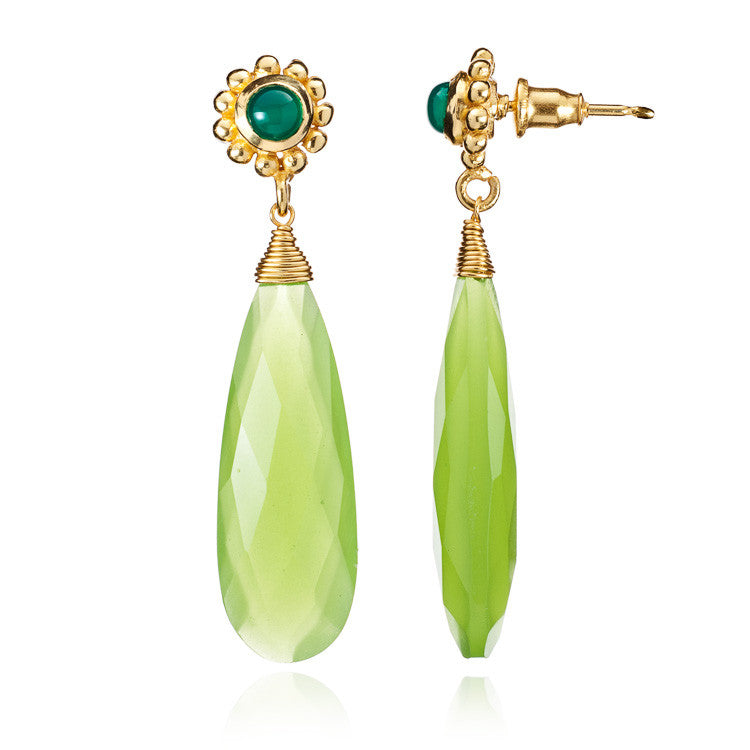 Prehnite Chalcedony & Green Onyx Athena Drop Earrings