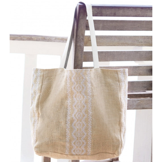 White Aruba Jute Beach Bag